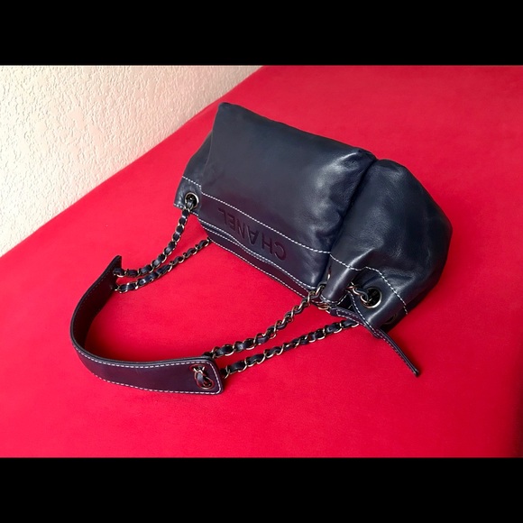 Authentic Chanel Indigo Blue Chain Shoulder Tote - Picture 3 of 8